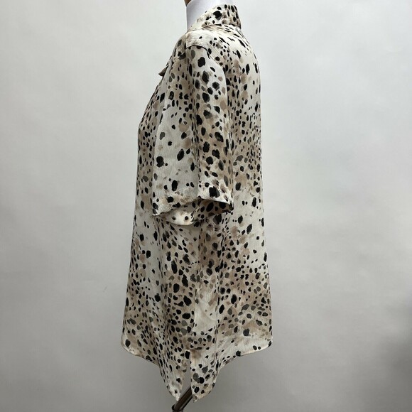 Alfred Dunner Women's Top Size 18 Beige Black Gray Multicolor Short Sleeve - Picture 2 of 6